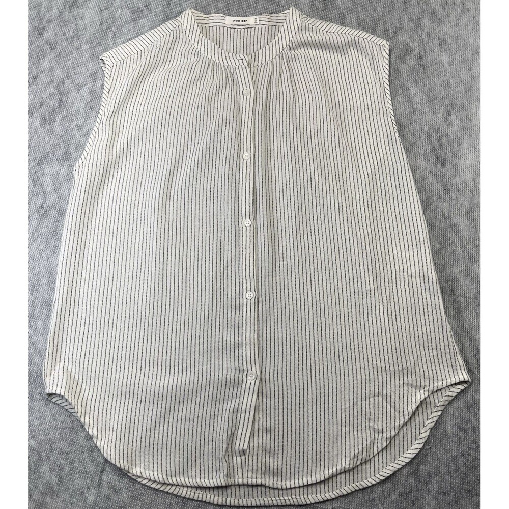 Mod Ref Black Stripe tank top Size M Stretch High Neck Sleeveless Swing Top